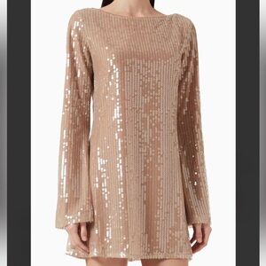 Reformation Sequin Bell Sleeve Mini Dress